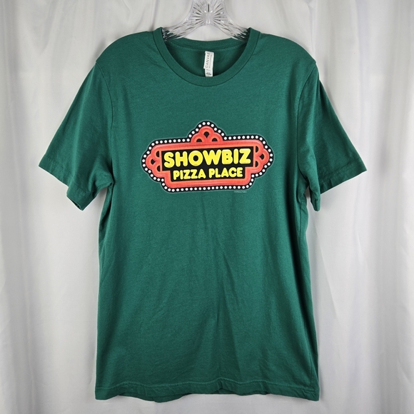 2016 Showbiz Pizza Place Mens Size Large Green Graphic T-shirt Canvas Tee - Picture 1 of 11